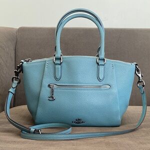 Sold! Coach Aqua Blue Small Elise Pebble Leather Satchel (79316)